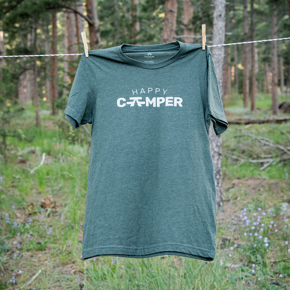 Forest Green Cotton Polyester Graphic Camping T-shirt