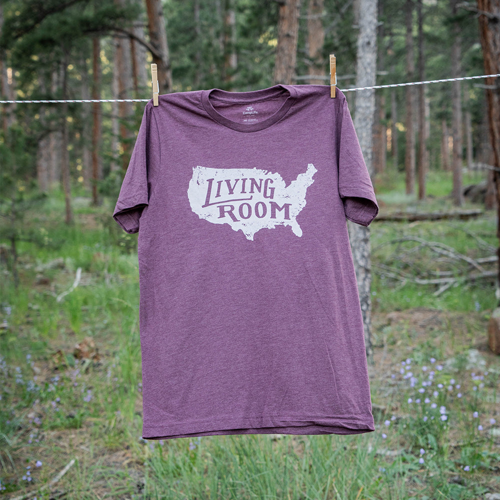 Maroon Cotton Polyester Graphic Camping T-shirt